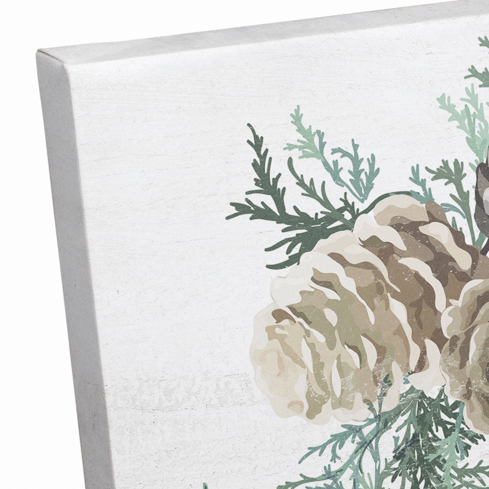 Noel Pine Cone Wreath Canvas Wall Art